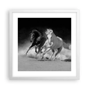 Plakat i hvid ramme - Frihedens galop - 40x40 cm