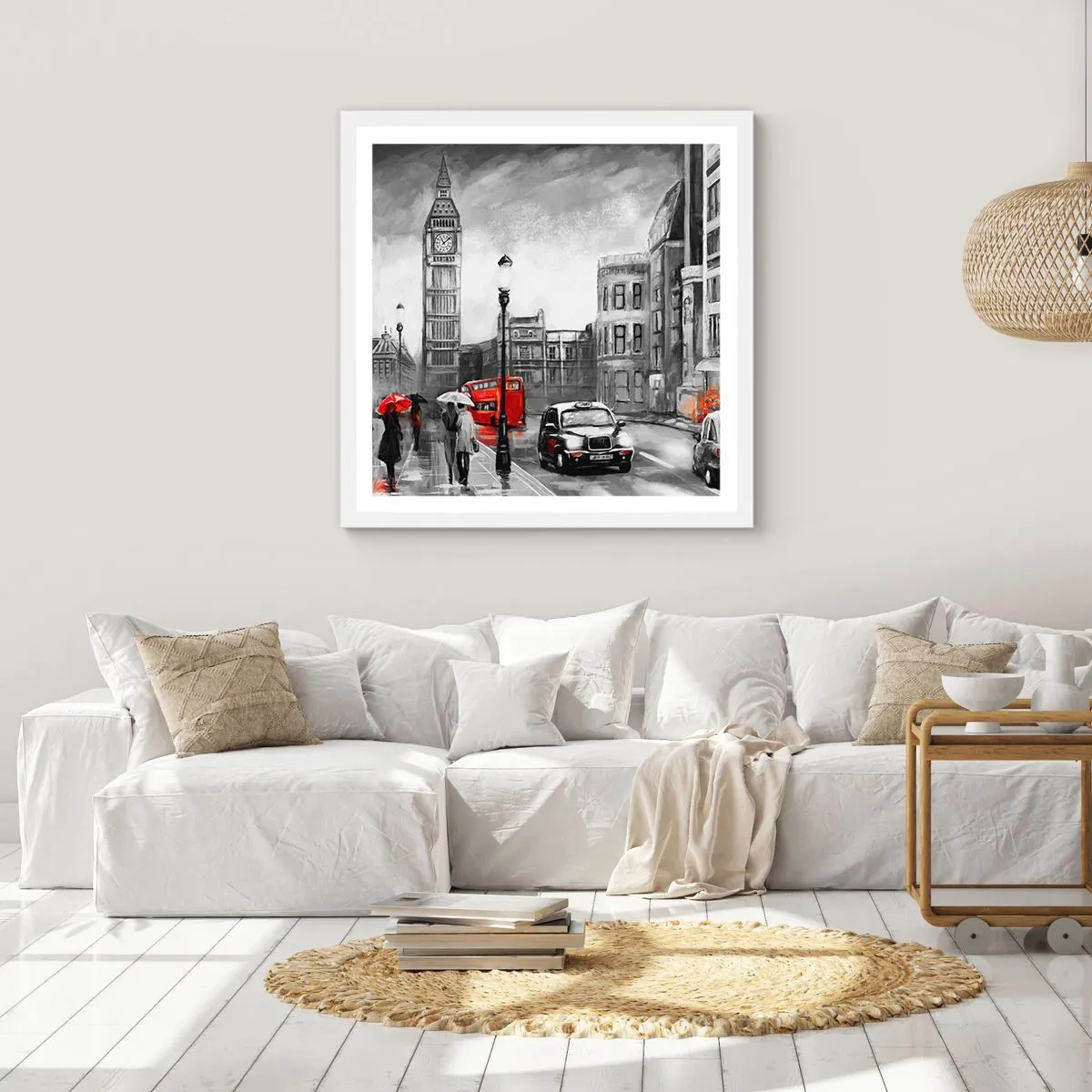 Plakat i hvid ramme - Overhovedet ikke en grå by - 40x40 cm