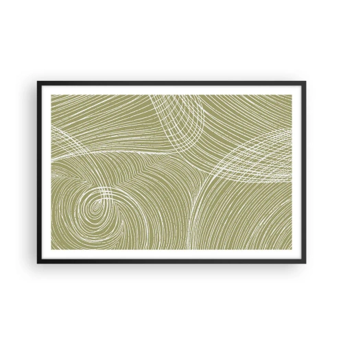 Plakat i sort ramme - Indviklet abstraktion i hvidt - 91x61 cm