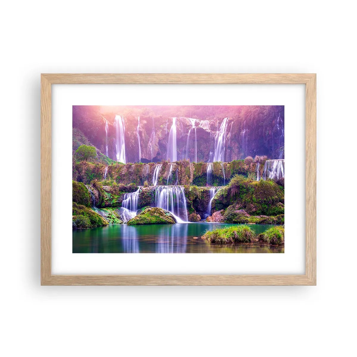 Plakat i ramme af lyst egetræ - Trappe til himlen - 40x30 cm