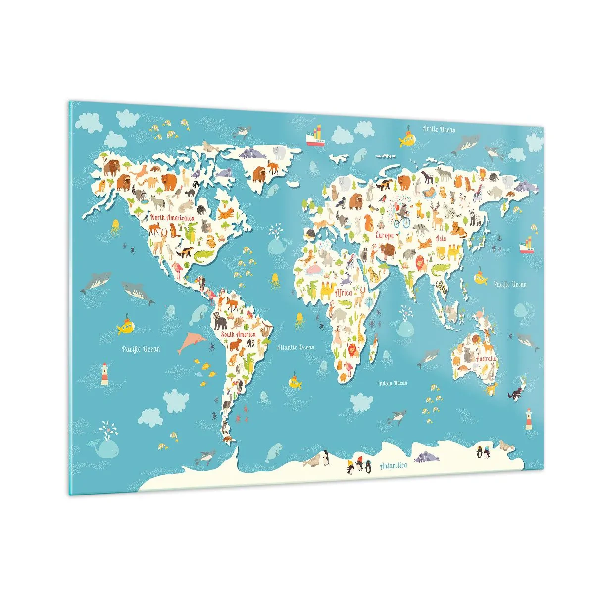 Billede på glas - Vi elsker hele verden - 100x70 cm