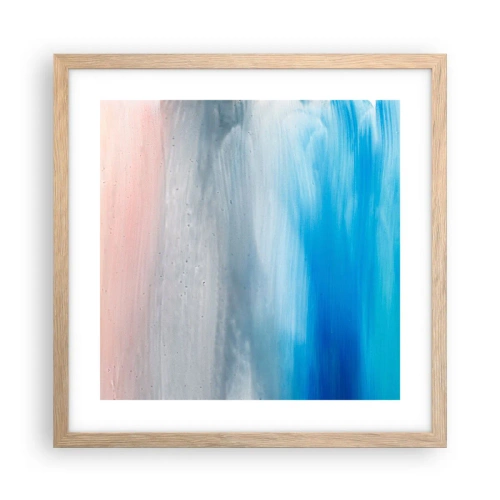 Plakat i ramme af lyst egetræ - Elementer: luft - 40x40 cm