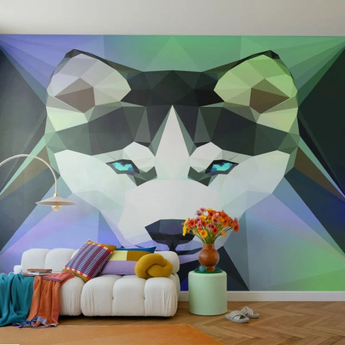 Fototapet Premium Canvas - Et minde om sneen i nord - Abstraktion, Dyr, Ulv - 400x280 cm