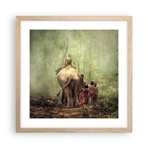 Plakat i ramme af lyst egetræ - Den nye Junglebog - 40x40 cm