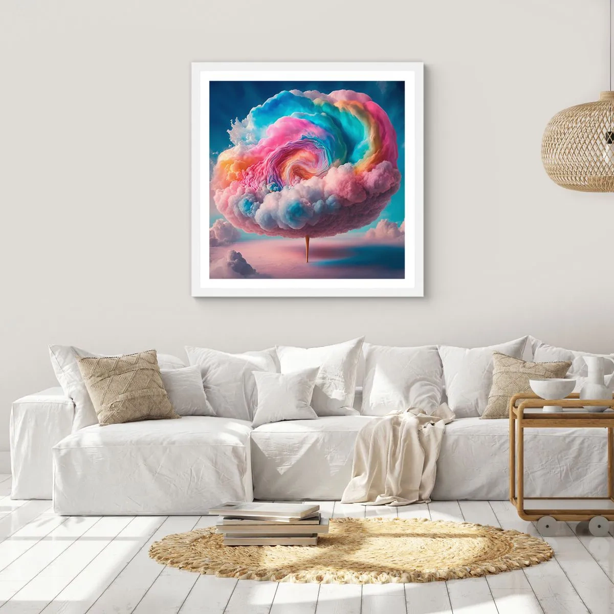 Plakat i hvid ramme - En drøm om en forlystelsespark - 50x50 cm