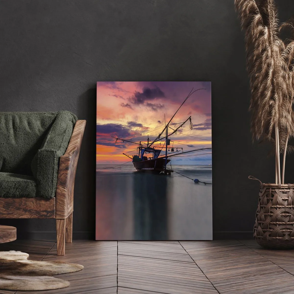 Lærredstryk - Billede på lærred - En eksotisk aften - 45x80 cm