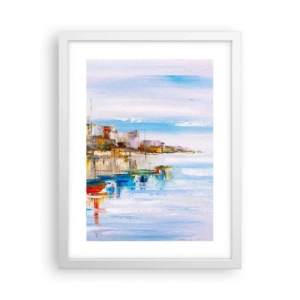 Plakat i hvid ramme - Flerfarvet urban havn - 30x40 cm