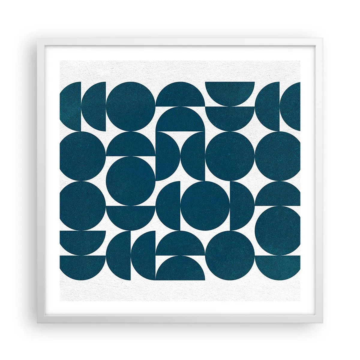 Plakat i hvid ramme - Cirkler og halvcirkler - 60x60 cm