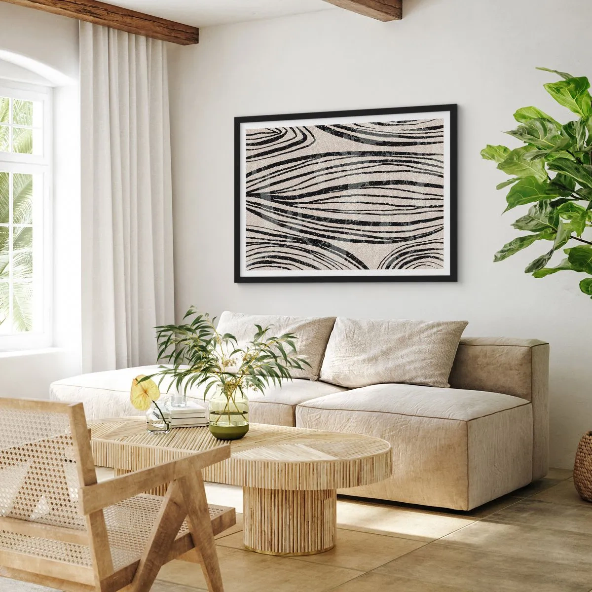 Plakat i sort ramme - Et spild af linjer - 91x61 cm