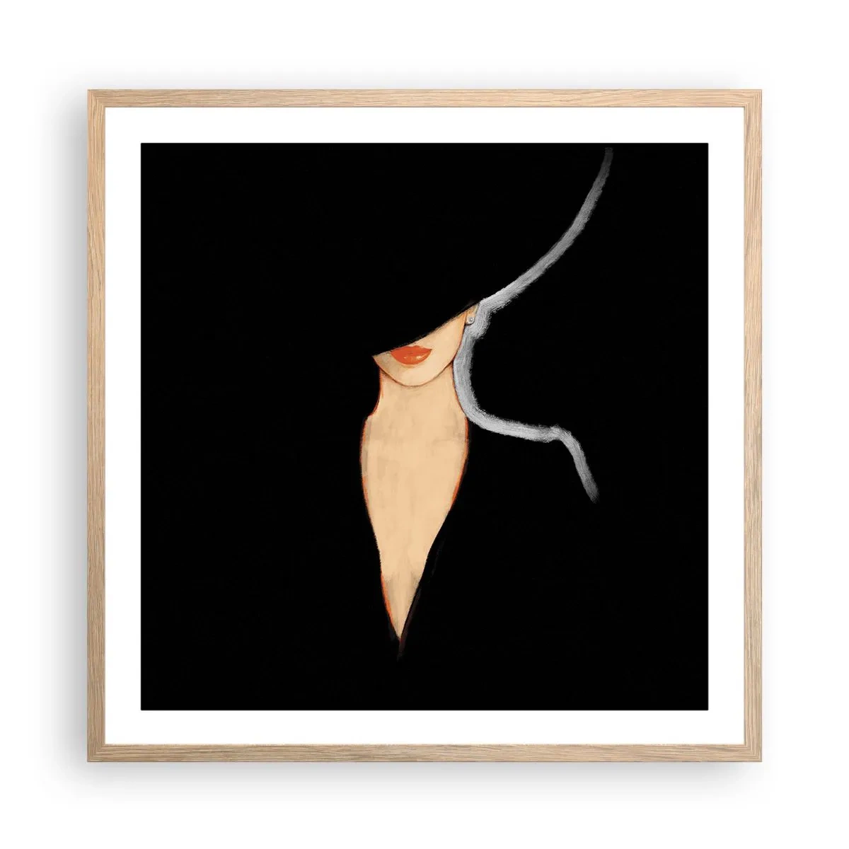 Plakat i ramme af lyst egetræ - Elegance og stil - 60x60 cm
