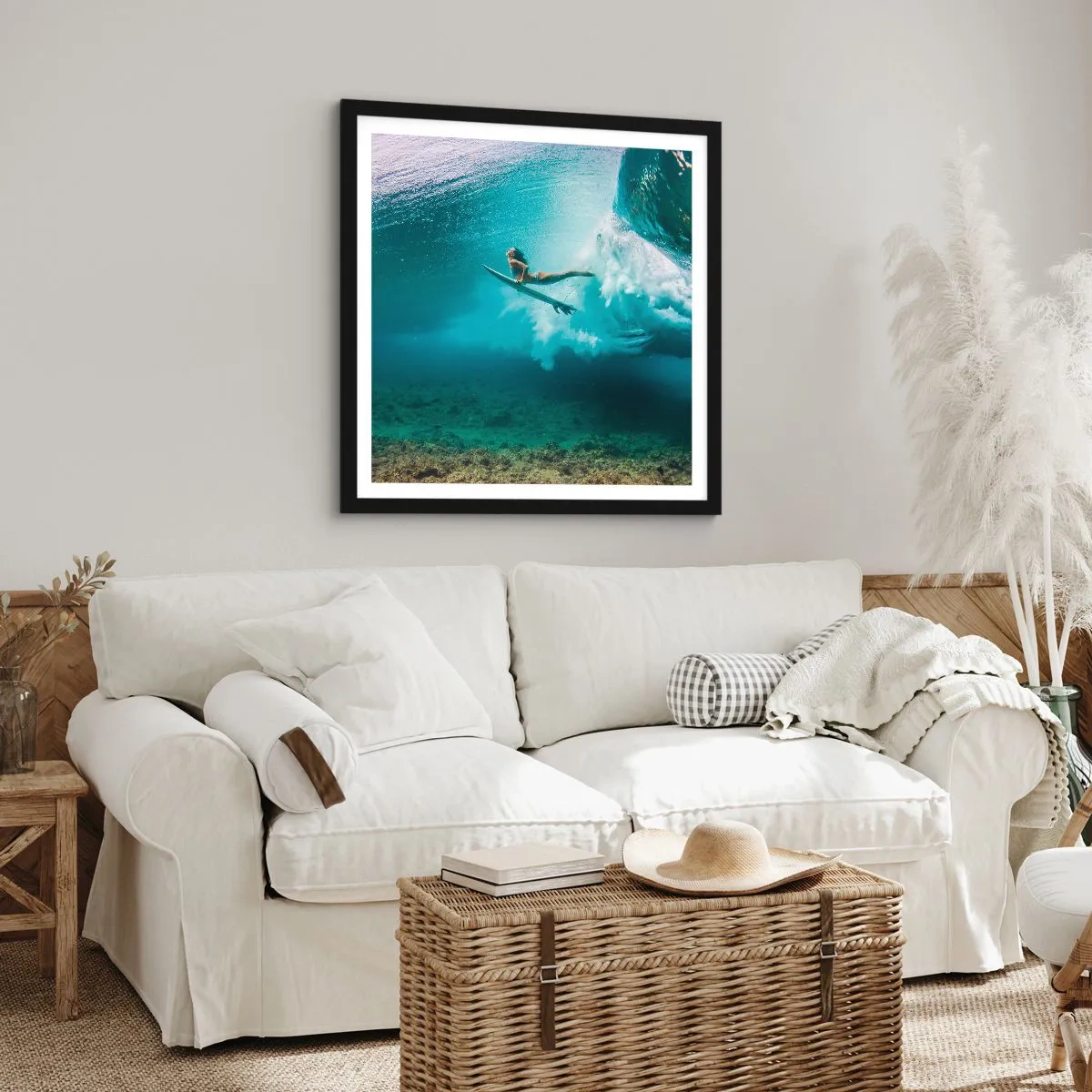 Plakat i sort ramme - Undervandsverden - 30x30 cm