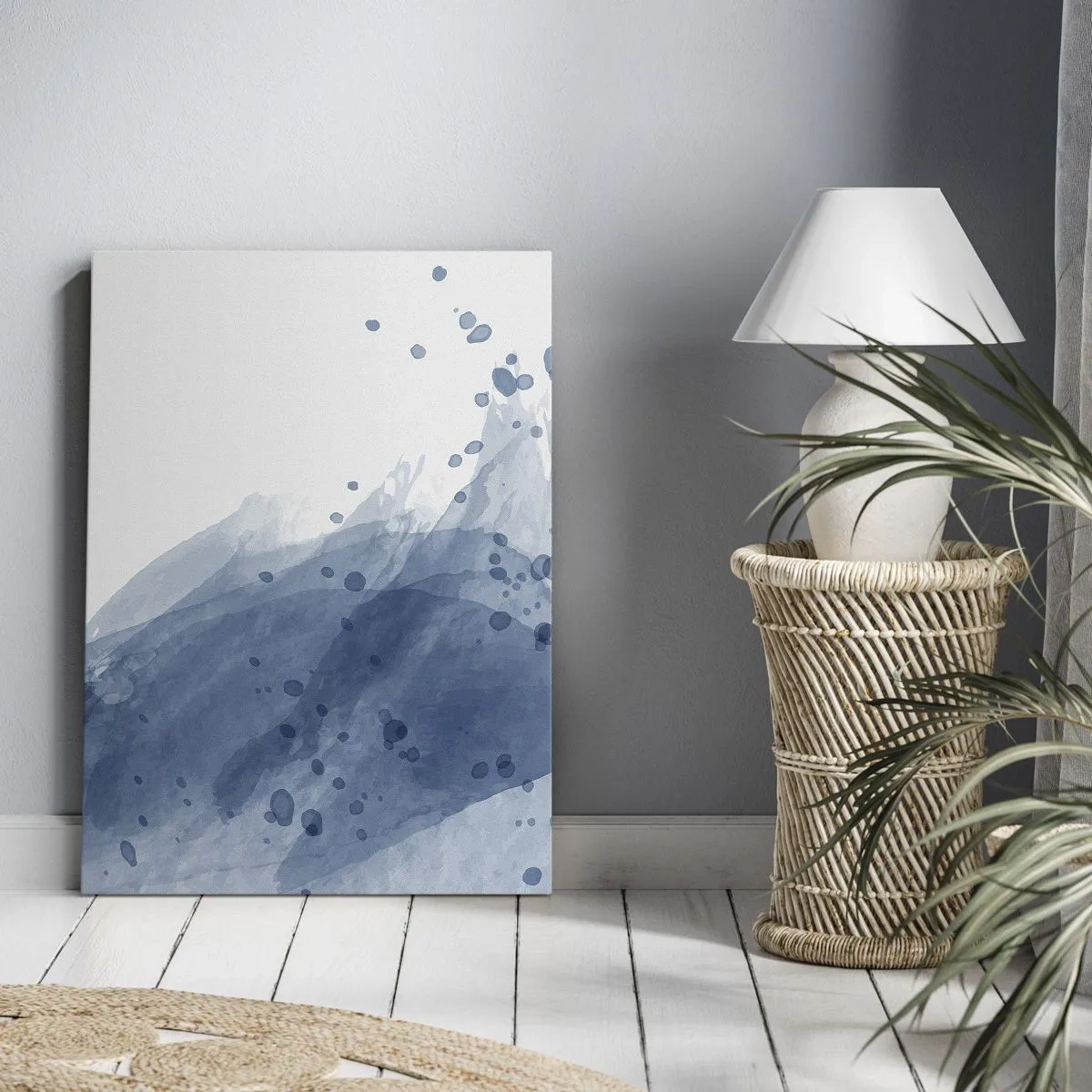 Lærredstryk - Billede på lærred - Blå tyl - 55x100 cm