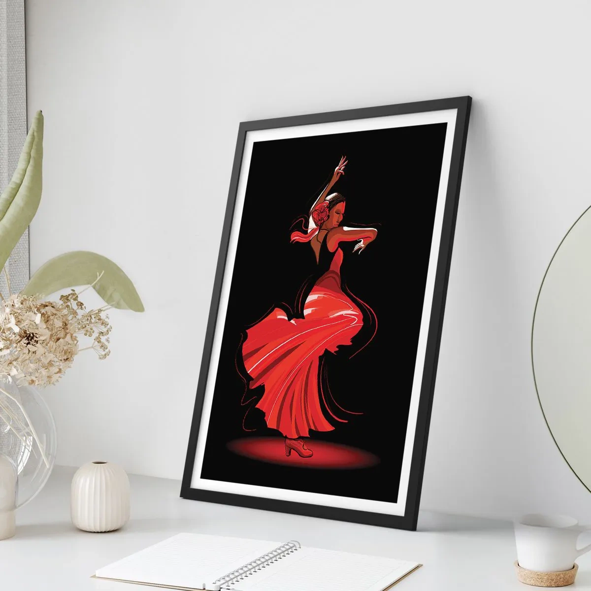 Plakat i sort ramme - Flamencoens brændende ånd - 30x40 cm