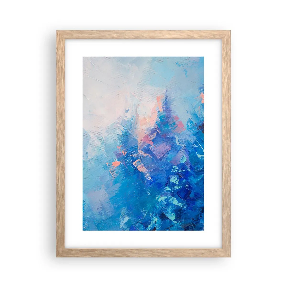 Plakat i ramme af lyst egetræ - Vinter abstraktion - 30x40 cm