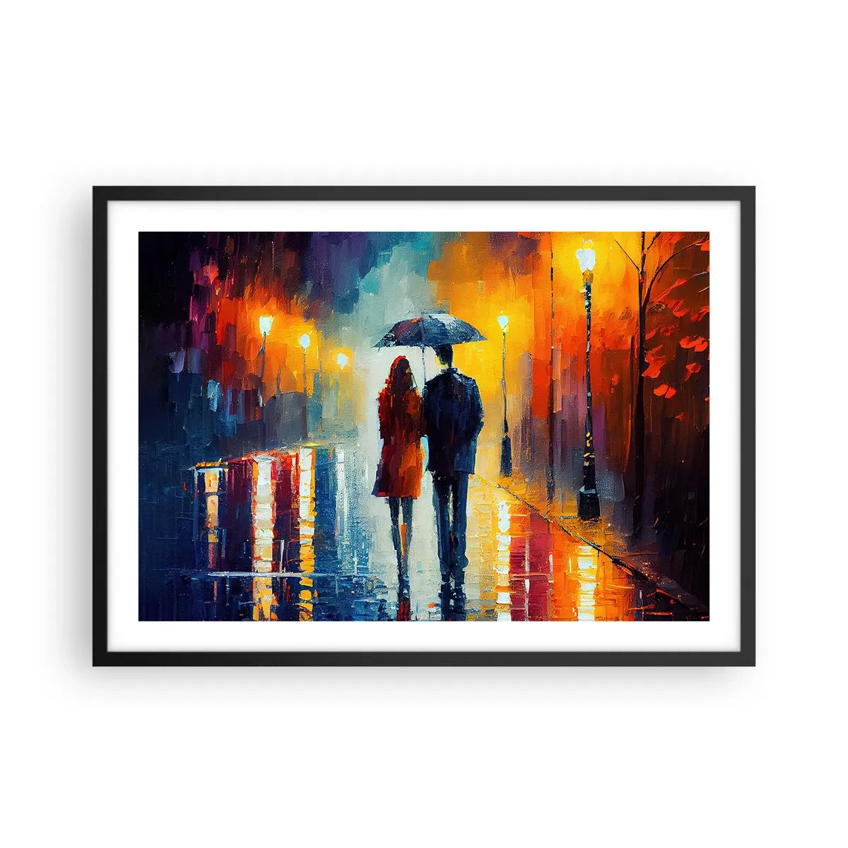 Plakat i sort ramme - Sammen - en farverig nat - 70x50 cm