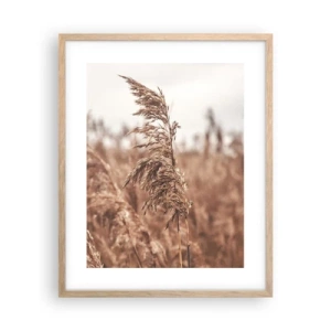 Plakat i ramme af lyst egetræ - Efteråret er allerede på markerne - 40x50 cm