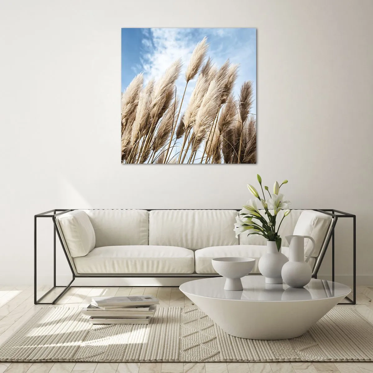 Billede på glas - Solrig og blæsende kærtegn - 70x70 cm