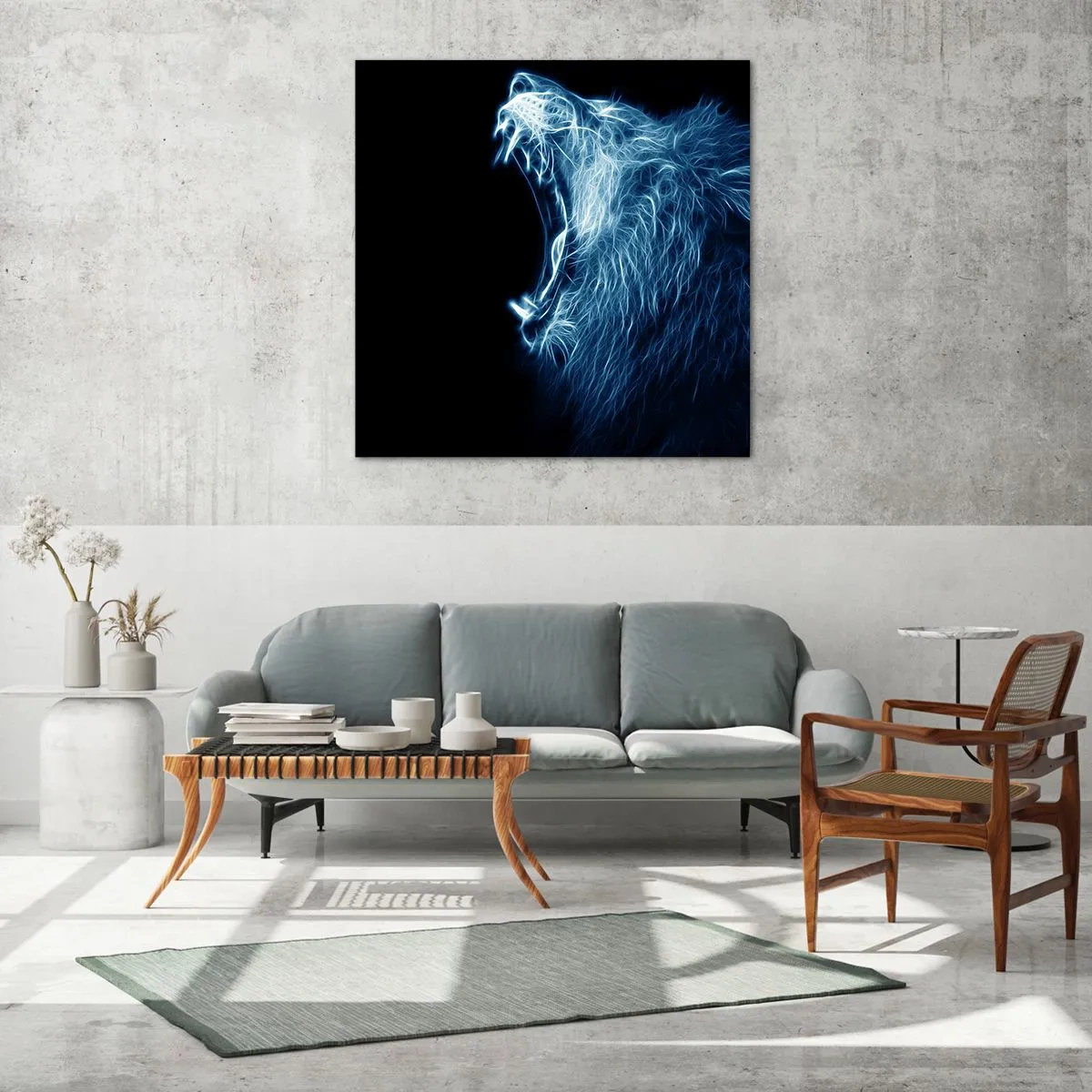 Billede på glas - Kongens flammende vrede - 70x70 cm