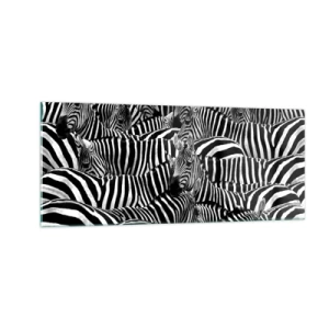 Billede på glas - Stribet gruppeportræt - 100x40 cm