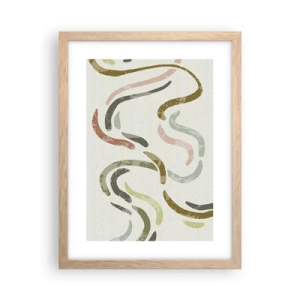 Plakat i ramme af lyst egetræ - Abstraktionens glade dans - 30x40 cm