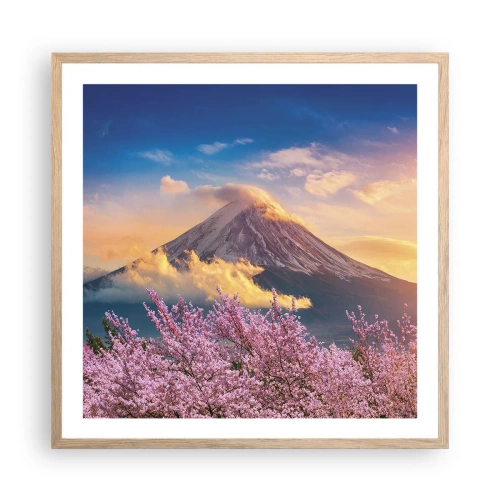 Plakat i ramme af lyst egetræ - Japansk hellighed - 60x60 cm