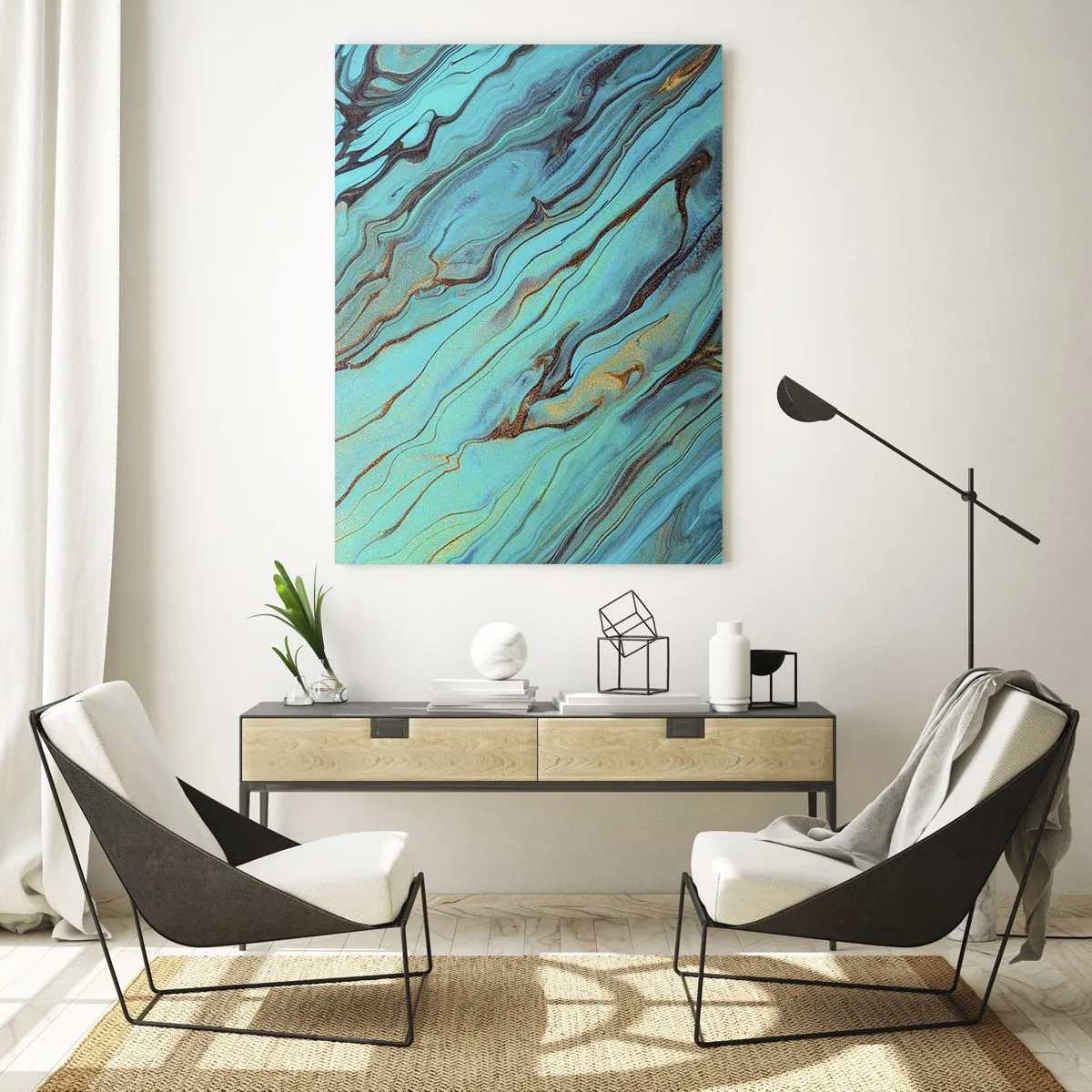 Billede på glas - Turkis tidevand - 50x70 cm