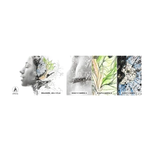 Prøve Fototapet Selvklæbende Deluxe Sticker - Nedsænket i naturen - Abstraktion, Kvindens ansigt, Blomster - 100x30 cm
