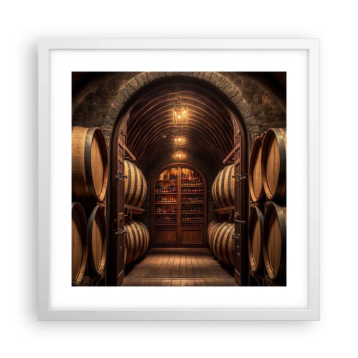 Plakat i hvid ramme - Atmosfærisk kælder - 40x40 cm