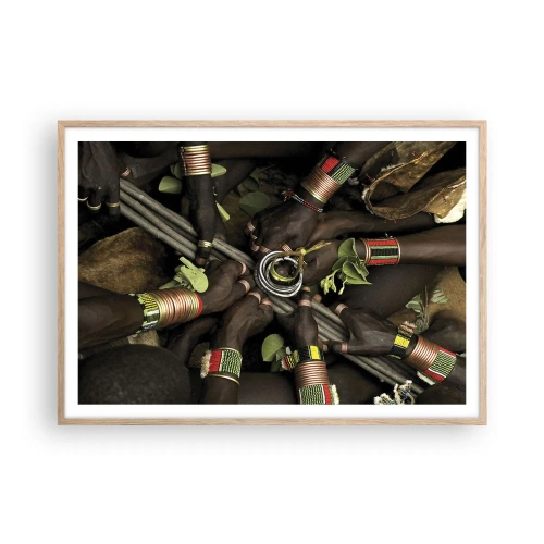 Plakat i ramme af lyst egetræ - Vi er sammen - 100x70 cm