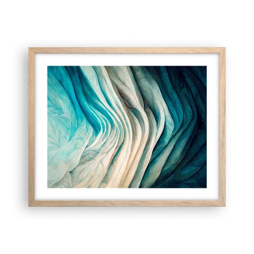 Plakat i ramme af lyst egetræ - Blå umættelighed - 50x40 cm