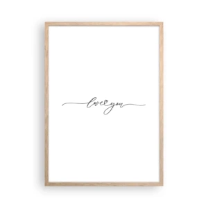 Plakat i ramme af lyst egetræ - Sort og hvid - 50x70 cm