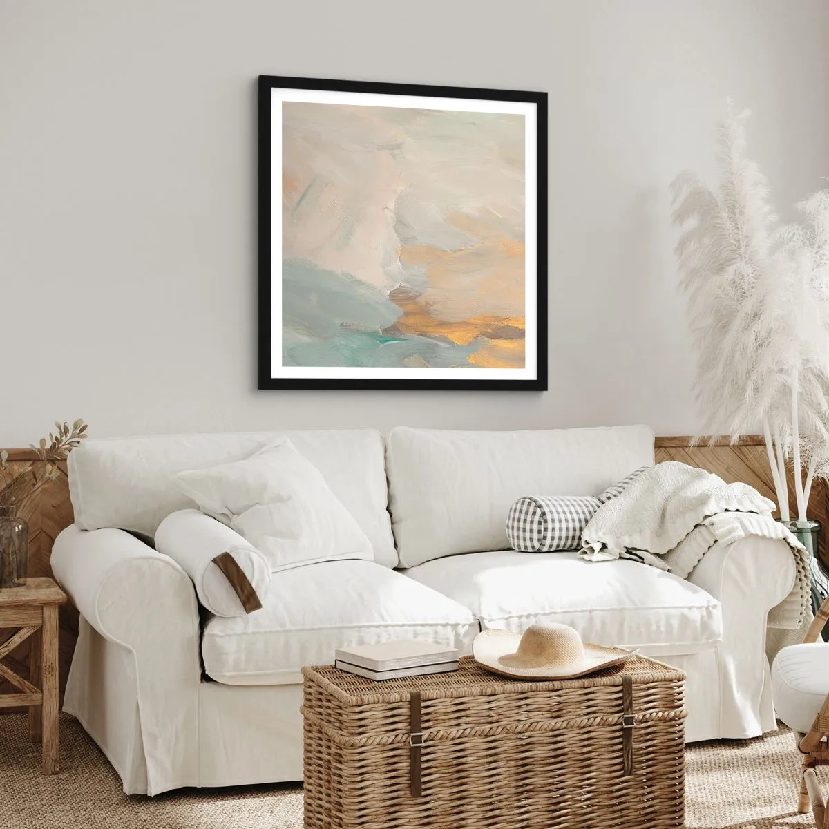 Plakat i sort ramme - Abstraktion - blidhedens land - 40x40 cm