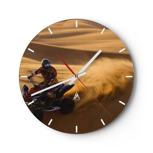 Vægur, Uret - ATV i aktion i ørkenen - 30x30cm - På bølger af sand - Moderne vægdekoration til stue, køkken og soveværelse ARTTOR