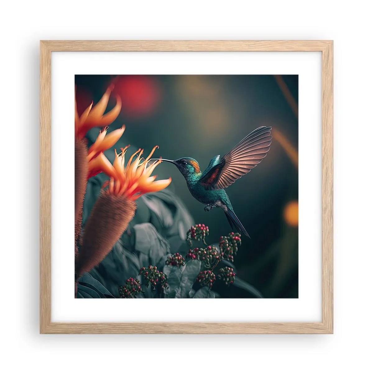 Plakat i ramme af lyst egetræ - Et virkelig farverigt liv - 40x40 cm