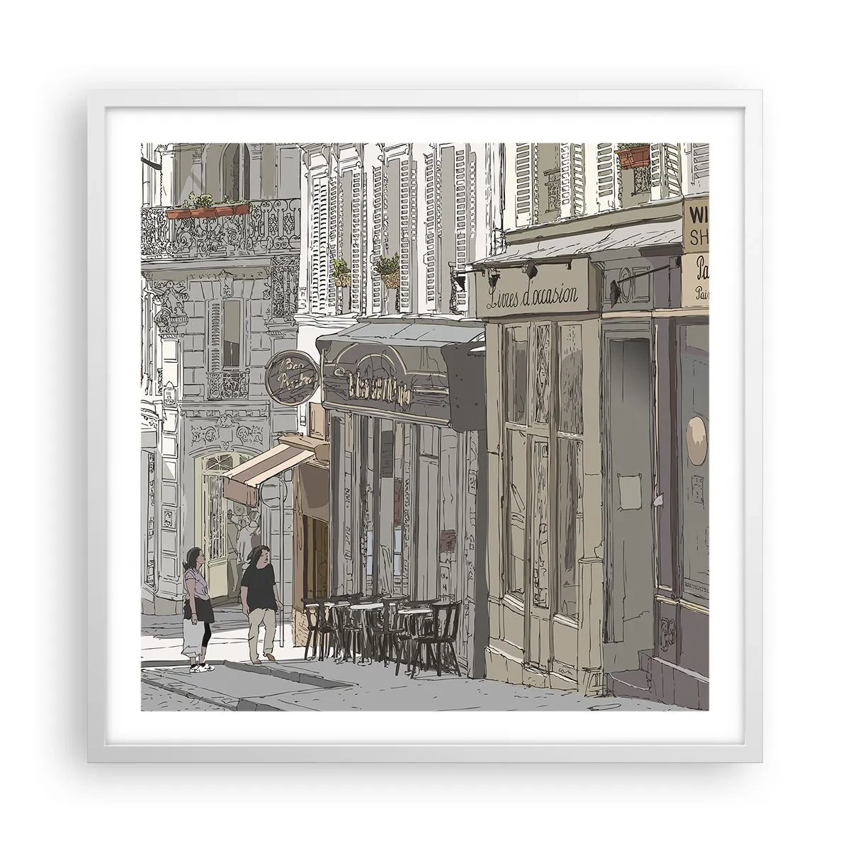 Plakat i hvid ramme - Byens glæder - 60x60 cm