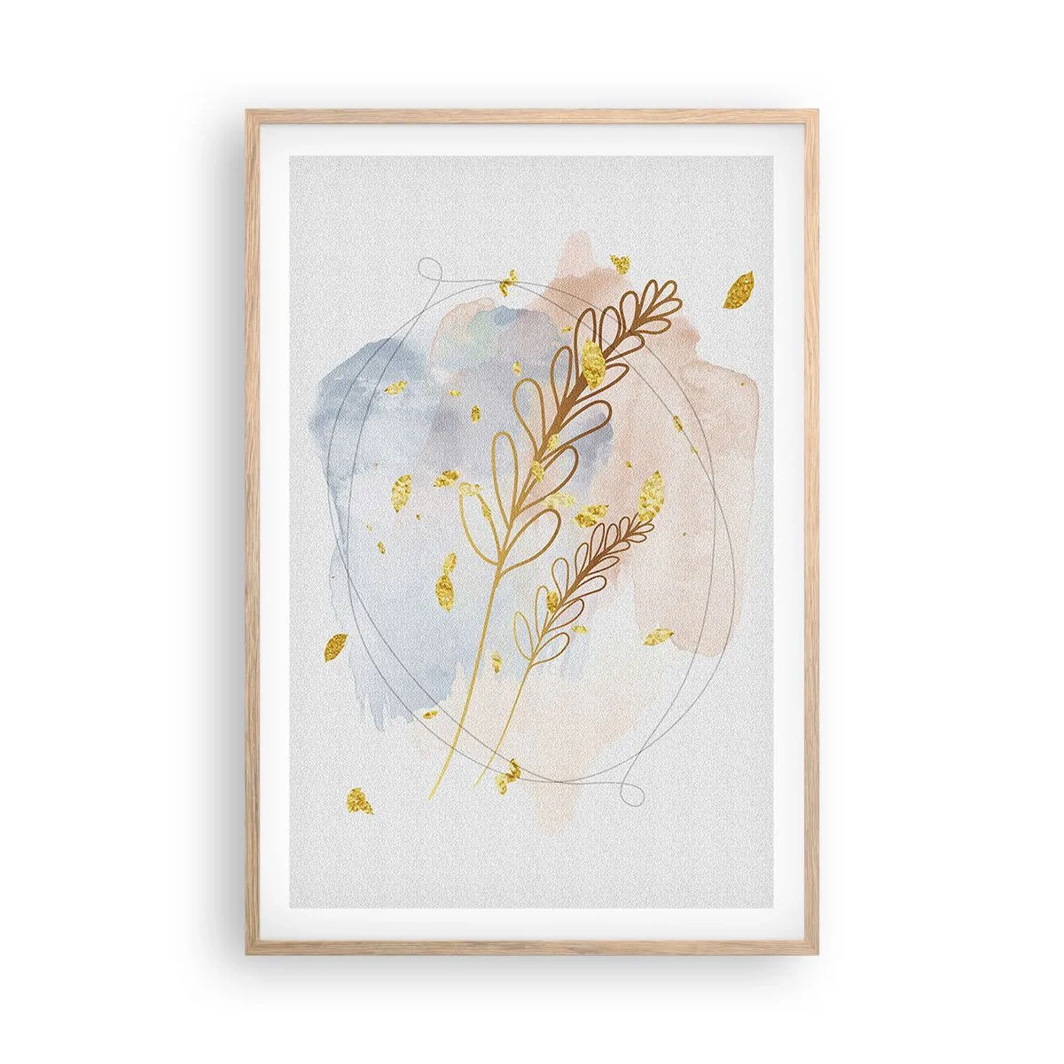 Plakat i ramme af lyst egetræ - En gylden eksplosion - 61x91 cm