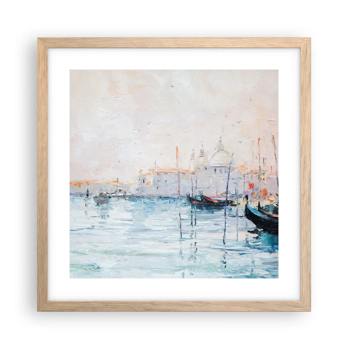 Plakat i ramme af lyst egetræ - Bag vandet, bag tågen, bag tågen - 40x40 cm