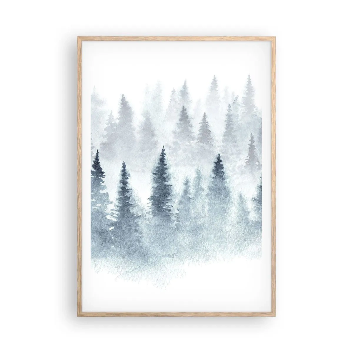 Plakat i ramme af lyst egetræ - Indhyllet i tåge - 70x100 cm