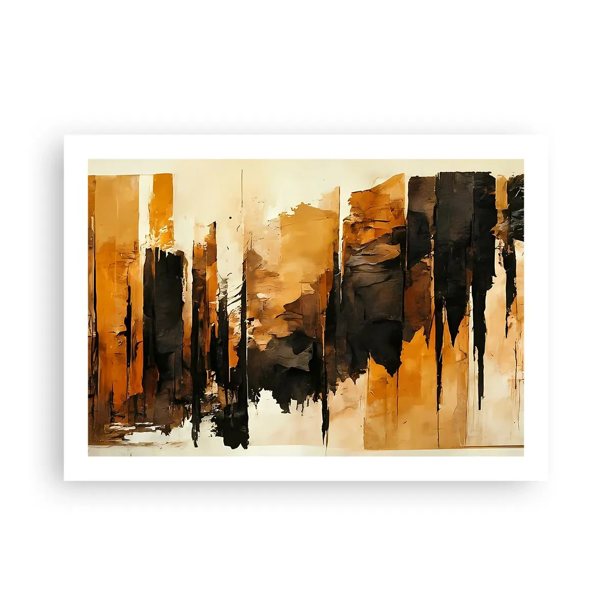 Plakat - Harmoni af sort og guld - 70x50 cm