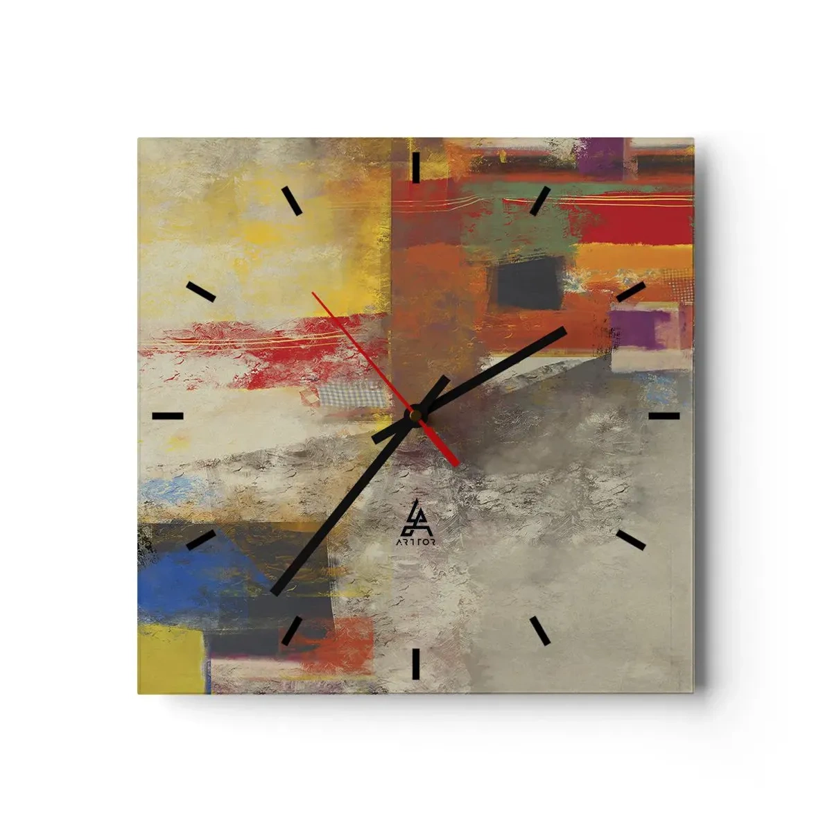 Vægur, Uret - Geometri af farver - 30x30 cm
