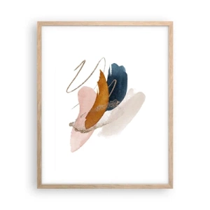 Plakat i ramme af lyst egetræ - Bevinget sammensætning - 40x50 cm
