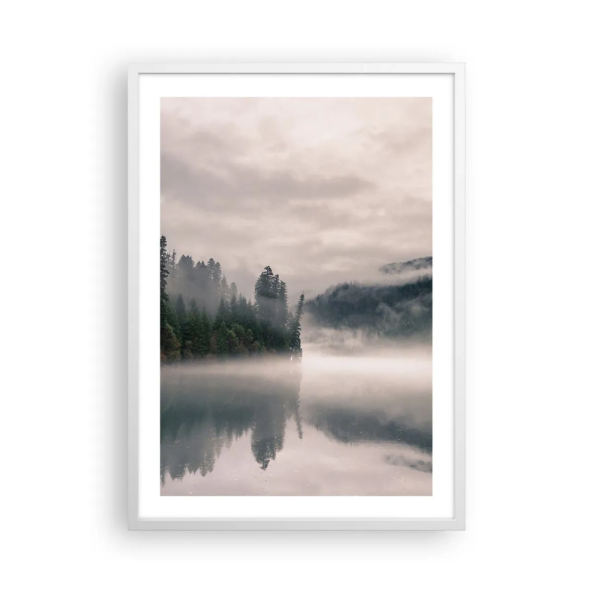 Plakat i hvid ramme - I drømmen, i tågen - 50x70 cm