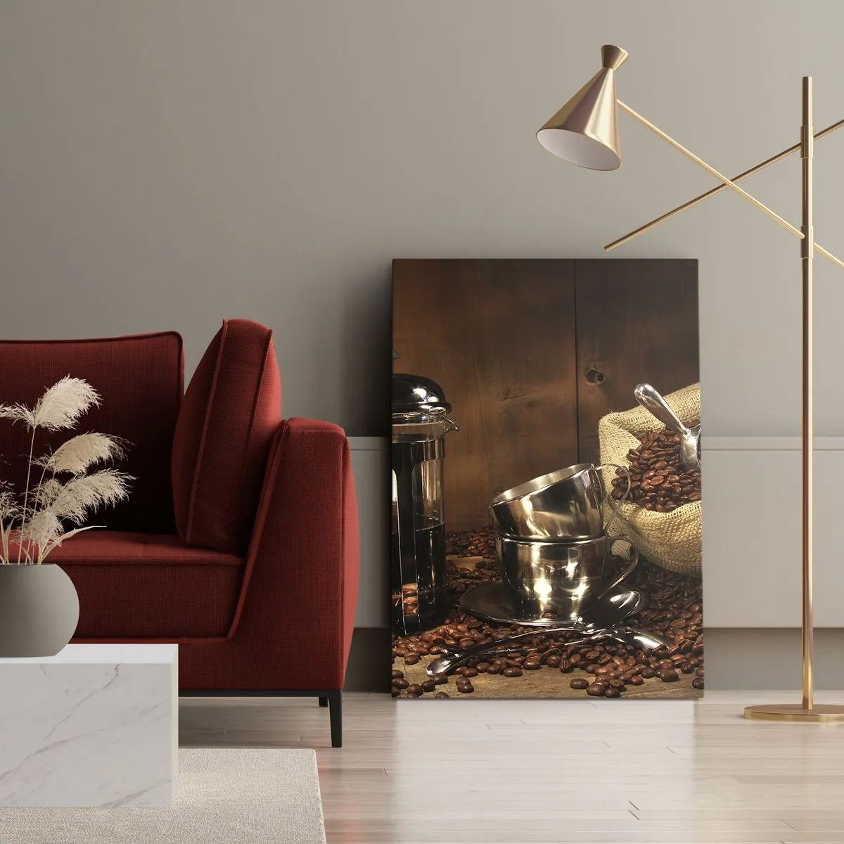 Lærredstryk - Billede på lærred - Kaffens magi - aroma og smag - 70x100 cm