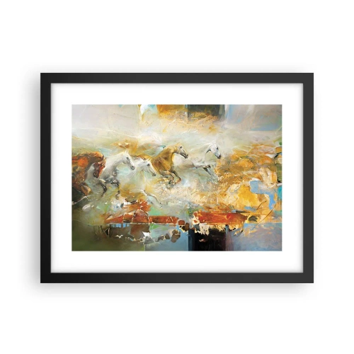 Plakat i sort ramme - Galopperer gennem lyset - 40x30 cm