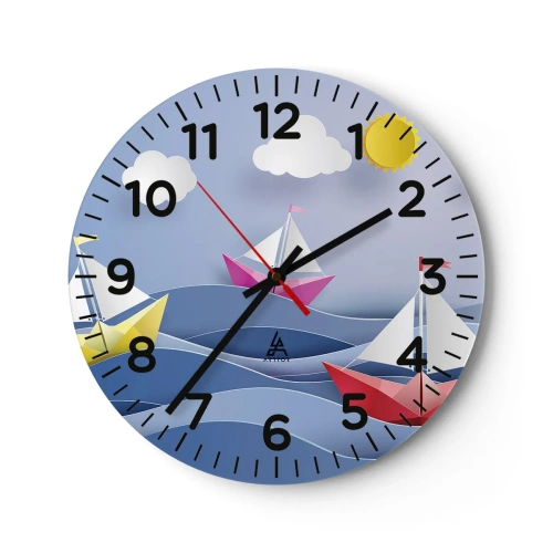 Vægur, Uret - Ah, hvor dejligt at svinge sig mellem bølgerne - 30x30 cm