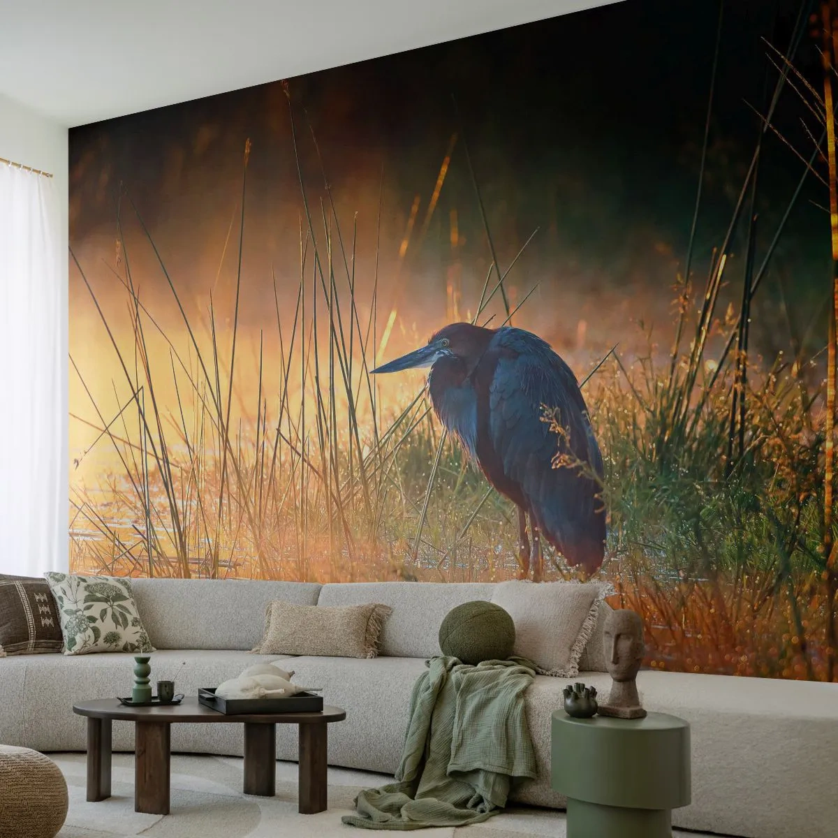 Fototapet Premium Canvas - Giv mig en chance med disse billeder - Hejre, Fugl, Natur - 400x280 cm