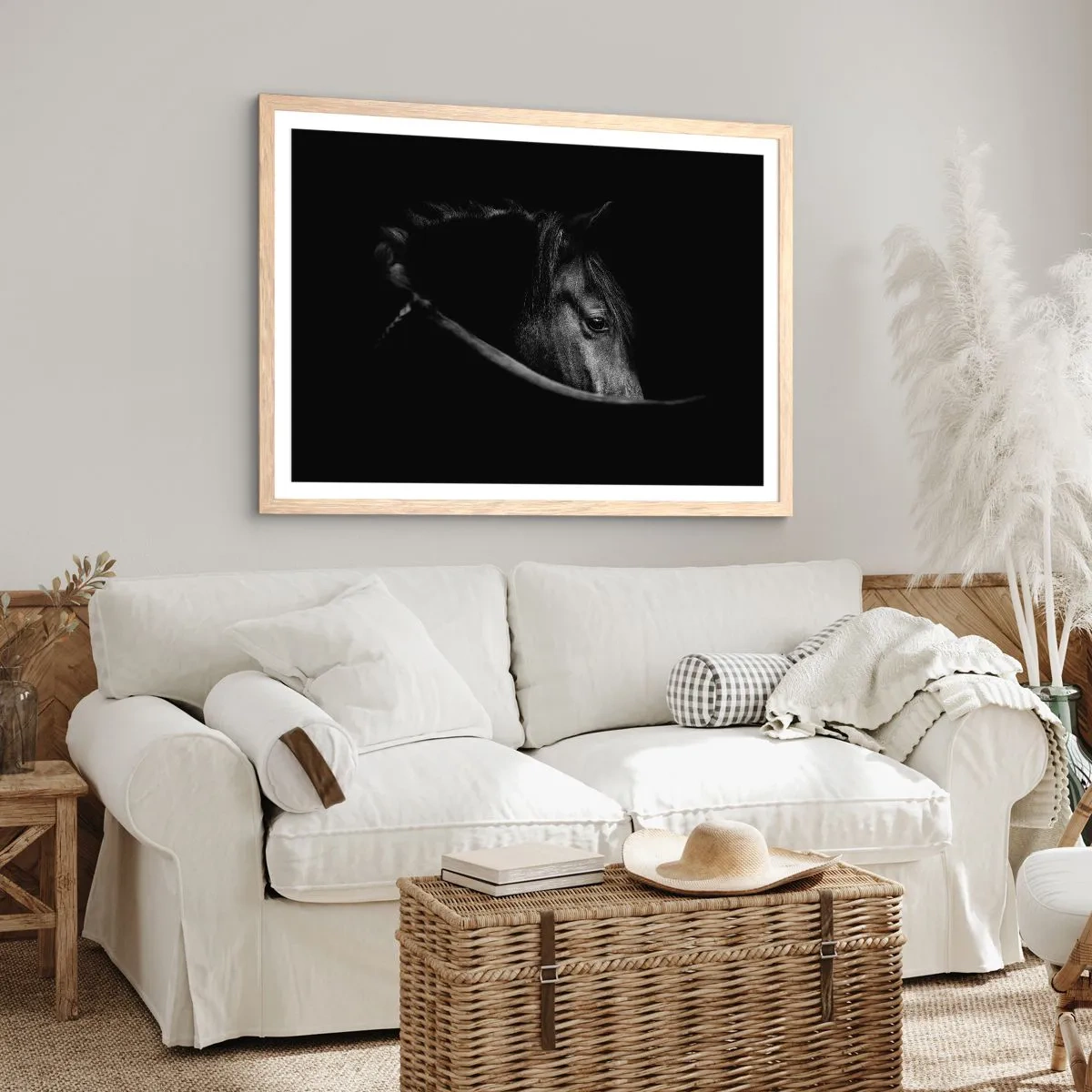 Plakat i ramme af lyst egetræ - Sort prins - 100x70 cm