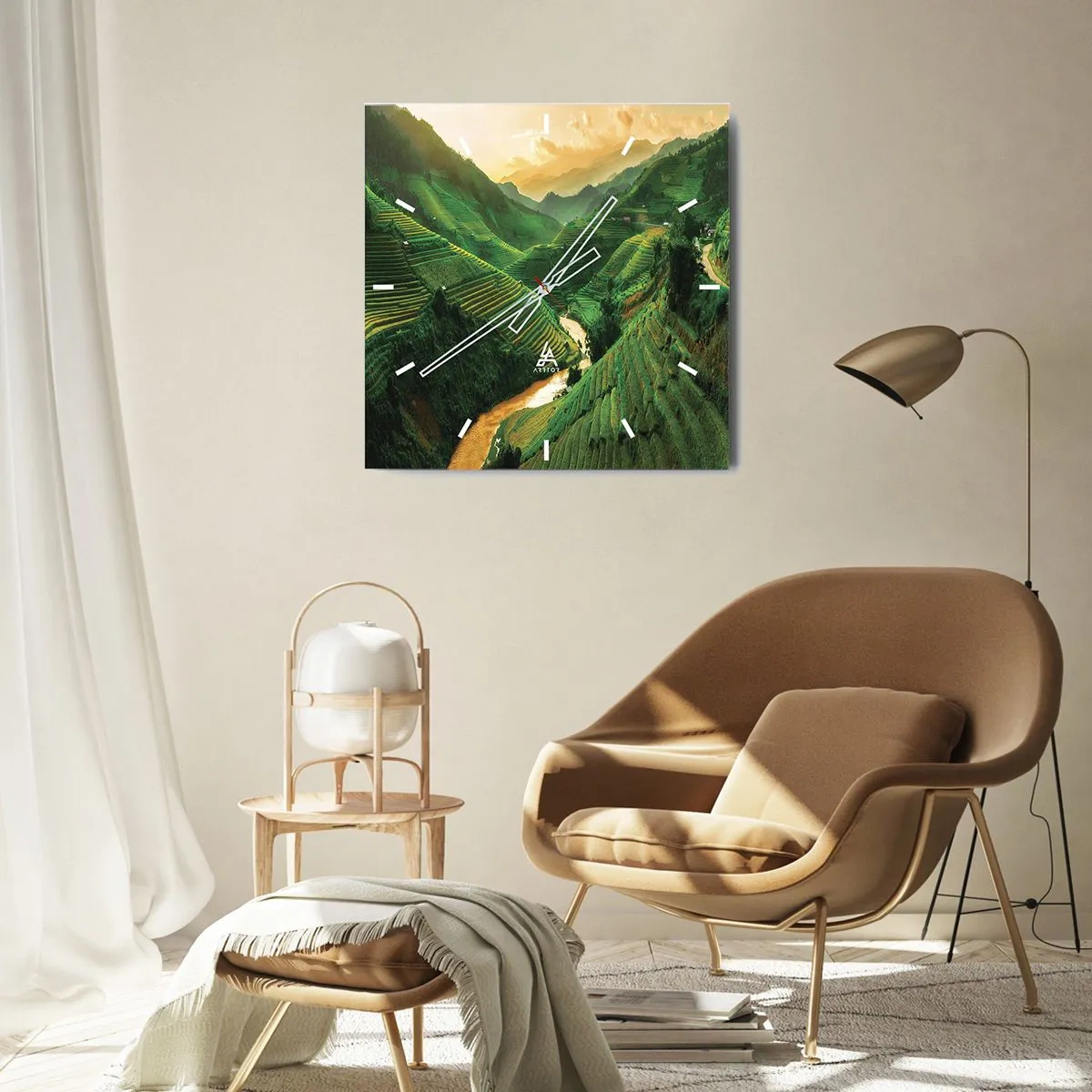 Vægur, Uret - Vietnamesisk dal - 40x40 cm