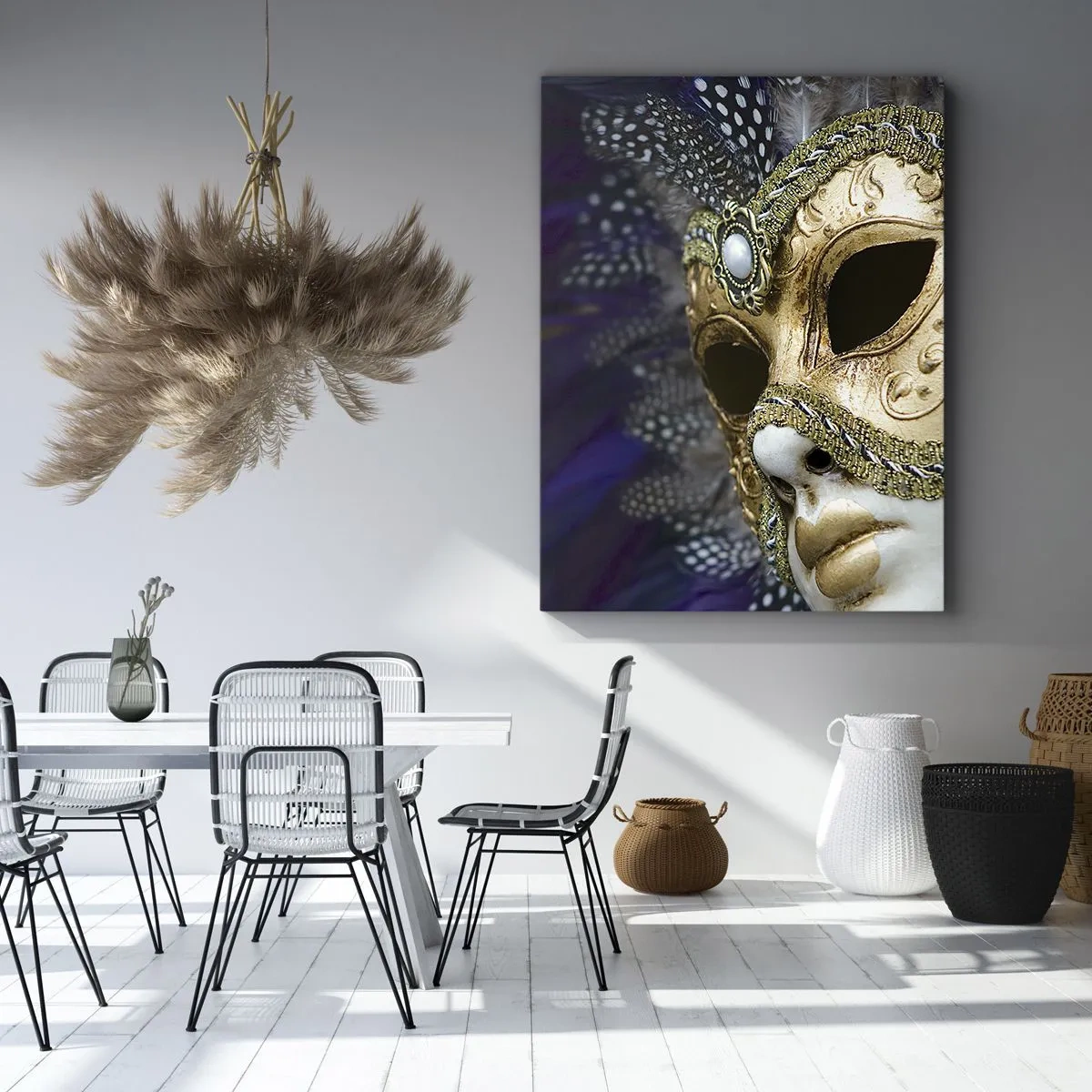 Lærredstryk - Billede på lærred - Venetiansk portræt i guld - 45x80 cm