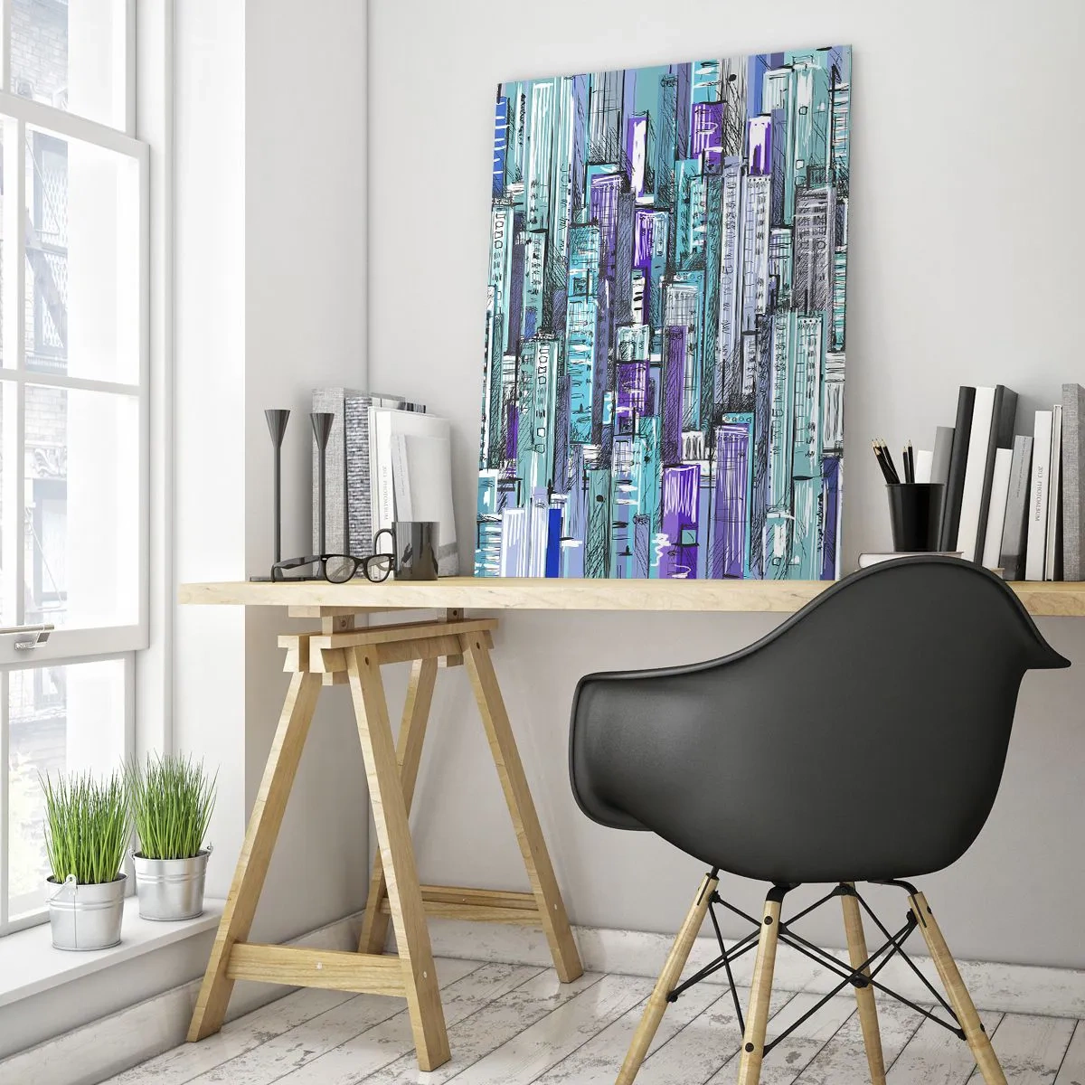 Billede på glas - Blå fra himlen - 50x70 cm
